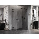 MEXEN/S - Lunar L Duo sprchový kút dvere krídlové pravá 90 x 85, transparent, čierna 834L-090P-085L-70-00