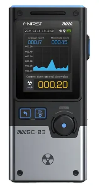 FNIRSI GC-03 BK / Detektor žiarenia a elektromagnetického poľa / Geiger-Müllerova trubica / 0,01-10000 µSv/h / USB-C (GC-03 BK)