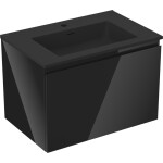 MEXEN/S - Orio kúpeľňová skrinka 70 cm s umývadlom Otis, 1 šuplík, čierna lesk/čierna mat 91A10-07047-1-BF70-W18M71