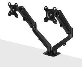Lindy 40708 čierna / Rameno pre dva monitory / plynová pružina / 17-27" / nosnosť 5 kg / náklon 0-180 ° / rotácia 180 ° (40708)