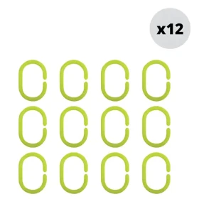 MSV sada 12 ks krúžkov na sprchové závesy zelená / Krúžky na sprchové závesy / polypropylén / 5,8 x 3,8 cm