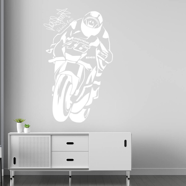 Veselá Stena Samolepka Valentino Rossi Farba: bílá, Veľkosť: 100 x 60 cm
