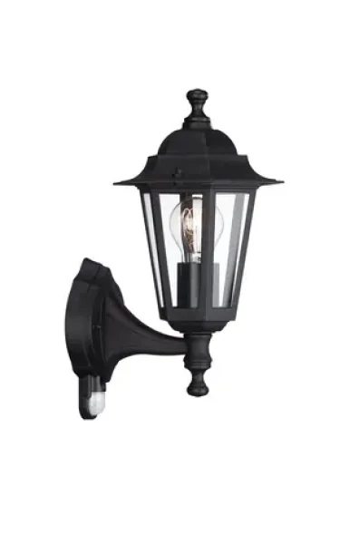 Philips Peking 60W čierna / Vonkajšia nástenná lampa s čidlom / E27 / IP44 / bez zdroja (SKL000389141)