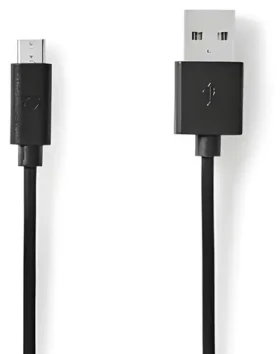 Nedis USB 2.0 kábel čierna / Kábel USB / USB-A - Micro-B / 480 Mbps / 5 m (CCGP60500BK50)