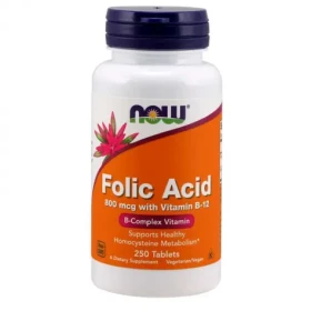 Kyselina listová 800 mcg s Vitamínom B-12 - NOW Foods (250 tab.) (35788-1-250tab)