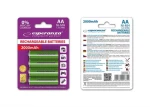 Esperanza Nabíjacia batéria AA zelená / 1.2V / 2000mAh / Ni-MH / 4 ks / v blistri (EZA104G - 5901299923351)