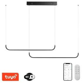 Immax NEO LITE PATTINI SMART závesné svietidlo dvojité čierna / 56W / TUYA / Wi-Fi / Beacon (07222L)
