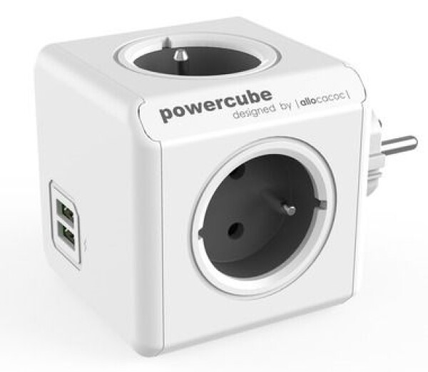 PowerCube Original USB sivá / 4 zásuvky / 2x USB Port (8718444085959)