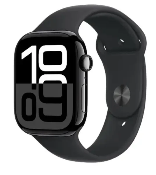 Apple Watch Series 10 GPS+Cellular 42mm Klavírno čierne hliníkové telo - Čierny športový remienok (M/L) / 150-200 mm (MWX73QC/A)