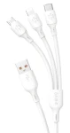 Dudao L8A biela / Dátový kábel / 3v1 / USB-C / MicroUSB / Lightning / 480 Mb / s / 1,2 m