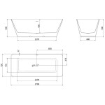 MEXEN/S - Velo Slim voľne stojaca vaňa 170 x 75, biela/čierna, sifón a prepad zlatá 52811707575-50