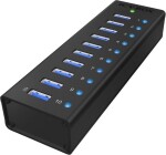 IcyBox IB-AC6110 USB Hub čierna / 10x USB 3.0 / s USB nabíjaním (IB-AC6110)