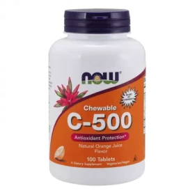 Vitamín C 500 mg tablety na cmúľanie - NOW Foods (pomaranč, 100 tab.) (35689-2-100tab-orange)