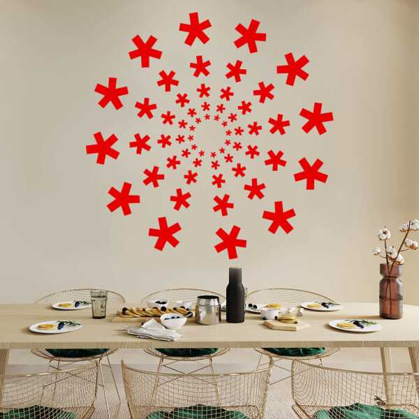 Veselá Stena Samolepka Kruh Hviezd Farba: červená, Veľkosť: 100 x 100 cm