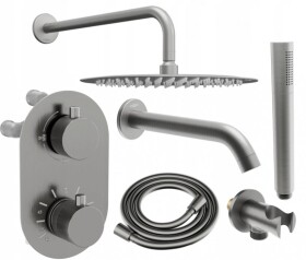 MEXEN/S - Kai DR70 podomietkový vaňový SET s výtokovou hubicou + slim sprcha 30, grafit 77602DR70301-66