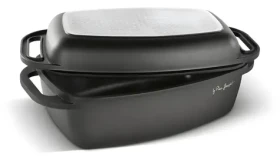 Lamart LT1308 pekáč s pokrievkou 3+5,5 l čierny / Rozmer 40x22,5x17 cm / Hliník / Nepriľnavý povrch (8590669391080)