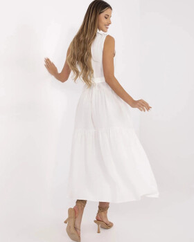 Elegantné dámske maxi šaty v krémovej farbe (A5032) odstíny bílé uni velikost