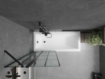 MEXEN/S - Cubik obdĺžniková vaňa 170 x 70 cm s panelom + vaňová zástena 80, čierna vzor 550317070X9408117077