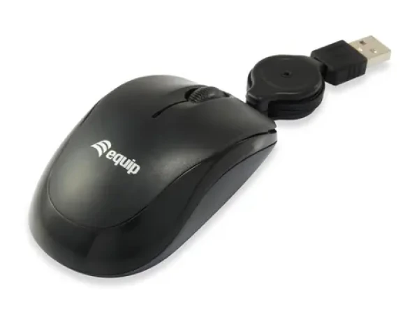 Equip Cestovná myš s vysúvacím káblom / Myš / USB-A / 1000 DPI / 3 tlačidlá / obojstranná / čierna (245103)