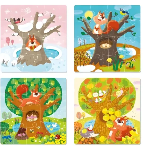 DODO Puzzle Ročné obdobie 4v1/12, 16, 20, 24 dielikov/22 x 22 cm