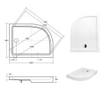 BESCO - SATURN, asymetrická sprchová vanička akrylátová - Rozmer A - 120 cm, Rozmer B - 90 cm, Rozmer C - 15 cm, Spôsob prevedenia - Pravé OLBVANACSAT120P