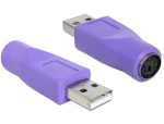 DeLock USB-A (M) - PS/2 (F) fialová / Adaptér / Pre PS/2 myš a klávesnicu (65461)