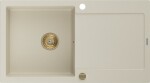 MEXEN/S MEXEN/S - Leo granitový drez 1 s odkvapkávačom 900x500 mm, béžová, + zlatý sifón 6501901010-69-G