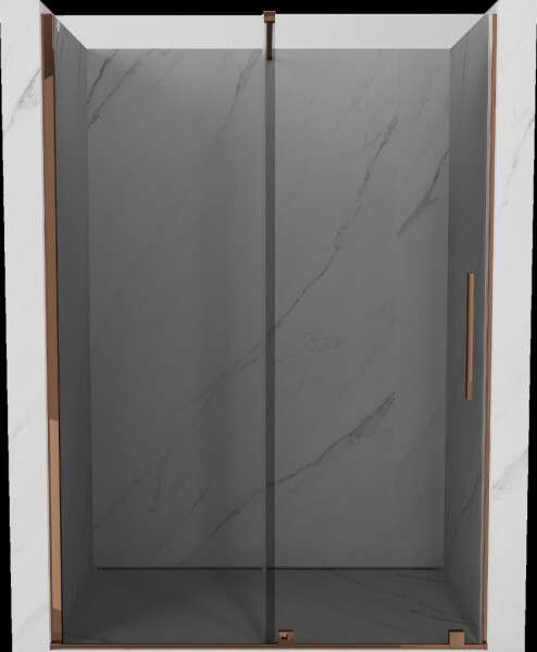 MEXEN/S - Velár posuvné sprchové dvere 140, grafit, ružové zlato 871-140-000-41-60