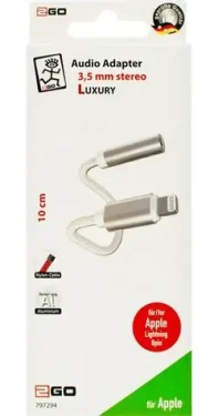 2GO Luxury biela / Audio adaptér / Lightning na 3,5 mm jack / nylonový kábel 10cm (797294)