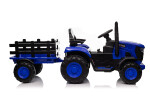 Mamido Mamido Detský elektrický traktor s vlečkou 12V 7Ah EVA kolesá ECO koža modrý