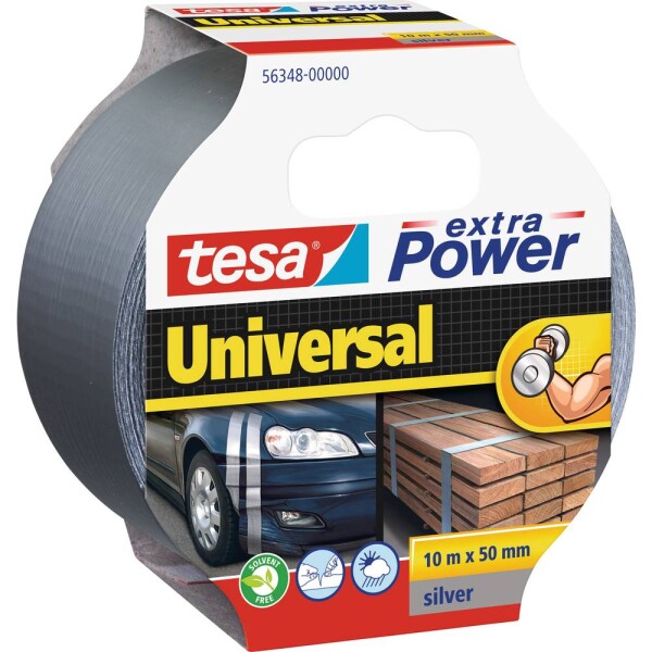 Tesa UNIVERSAL 56348-00000-06 páska so skleným vláknom tesa® Extra Power strieborná (d x š) 10 m x 50 mm 1 ks; 56348-00000-06