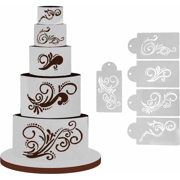 Stencil šablóna ornamenty 5 ks - Cakesicq - Cakesicq