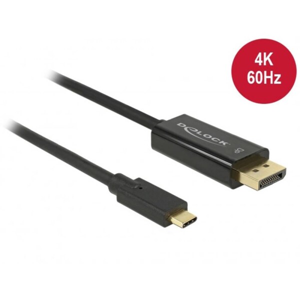 DeLock Kábel USB Type-C (M) - DisplayPort (M) 1m čierna / DP Alt Mód / 4K / 60 Hz (85255)