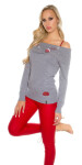 Sexy Koucla sweater shoulder-free with patches Einheitsgroesse