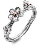 Hot Diamonds Strieborný kvetinový prsteň Forget me not DR214 mm