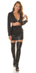 Sexy faux leather Highwaist Miniskirt with elastic waistband black Einheitsgroesse