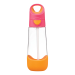 B.box Fľaša na pitie so slamkou 600 ml - ružová/oranžová EUR