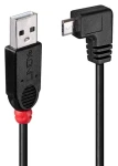 Lindy čierna / USB kábel / USB A - Micro-USB B 90 ° / 0,5 m / 480 Mbit / s (31975)