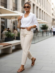 Dámske džínsy regular fit s vysokým pásom ecru FashionStreet UY2987 XL