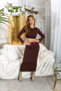 Sexy Koucla 2Piece Set Maxi Skirt Crop-Shirt Einheitsgroesse