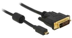 DeLock / Kábel Micro HDMI - DVI-D / 1 m / 1920 x 1200 px / čierna / pozlátené konektory (83585)