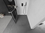 MEXEN/S - Kioto+ Sprchová zástena WALK-IN s poličkou a držiakom uterákov 100 x 200, čierny vzor, grafit kartáčovaná 800-100-121-66-77