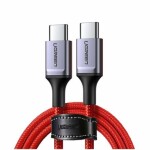 Ugreen 60186 Kábel USB-C (M) - USB-C (M) 1m červená / opletený / 60W (6957303861866)