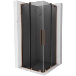 MEXEN/S - Velar L Duo sprchovací kút, posuvné dvere 90 x 90, grafit, meď kartáčovaná 871-090-090-02-43-65