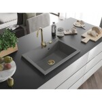 MEXEN/S MEXEN/S - Elix granitový drez 1-miska 700 x 500 mm, sivý, sifón zlatá 6526701005-71-G
