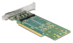 DeLock PCIe x16 karta / 4X M.2 NVMe SSD / Bifurcation / Nízky profil (90090)