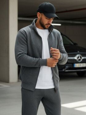 Pánska mikina na zips s kapucňou antracitová BX4111 XXL