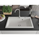 MEXEN MEXEN - Elix granitový drez 1-miska 800 x 500 mm, biela, sifón chróm 6527801005-20