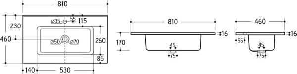 COMAD - Nábytkové umývadlo GO 80cm 5907611650882