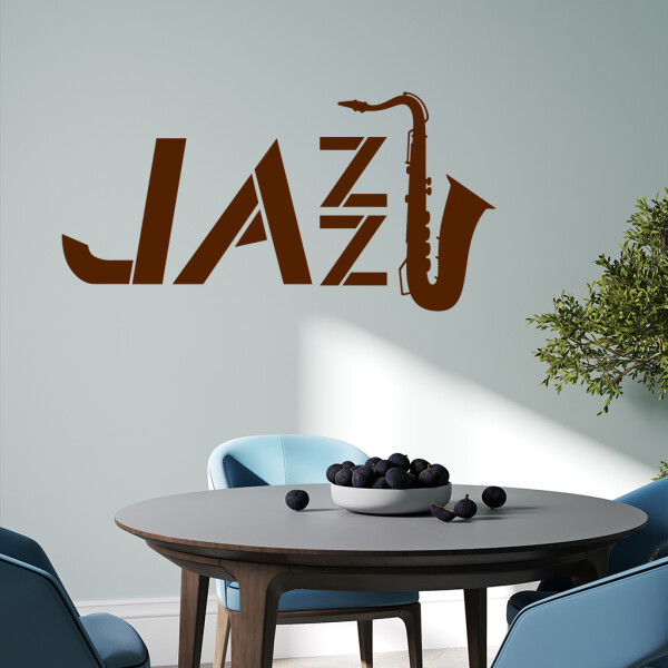 Veselá Stena Samolepka Jazz Farba: hnědá, Veľkosť: 100 x 51 cm